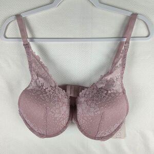 Auden Push Up Bra Sz 38C Lilac Lace Plunge Coverage Convertible Strap Women New